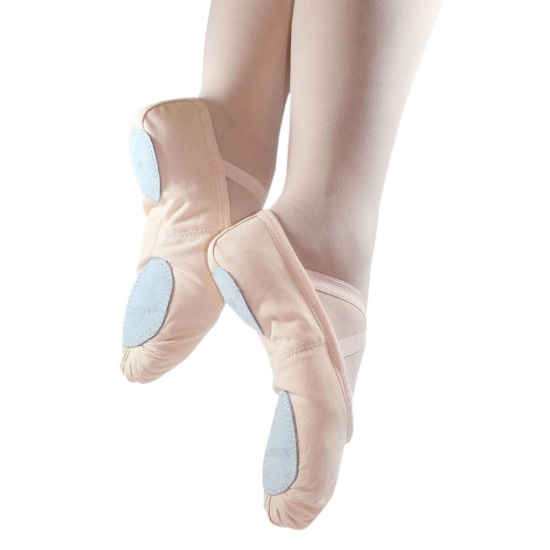 Danzcue Adult Canvas/Leather Ballet Shoes Split Sole Ballet Slippers for Women Dance Shoes, Pink, 6M - Image 2